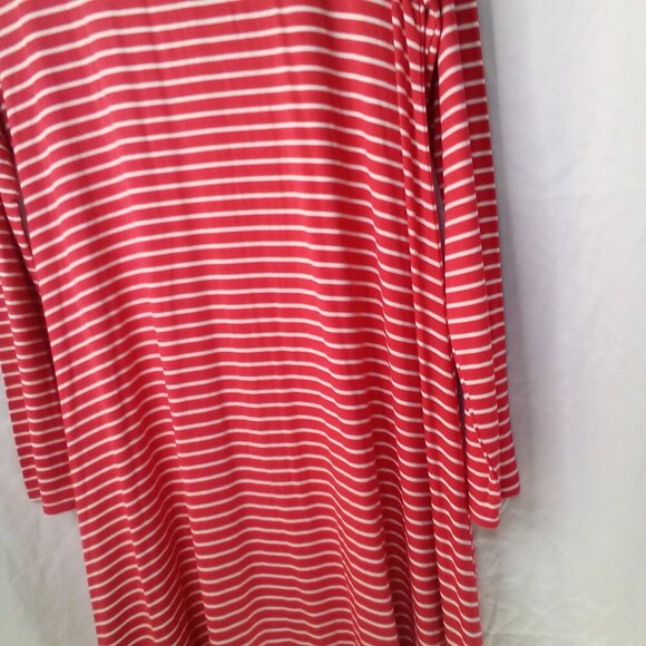 Old navy Dress Women L Tall Long Sleeve Soft Stretch Stripe Red White - Picture 6 of 14